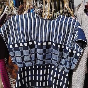 Piazza Sempione Navy and White Striped Top